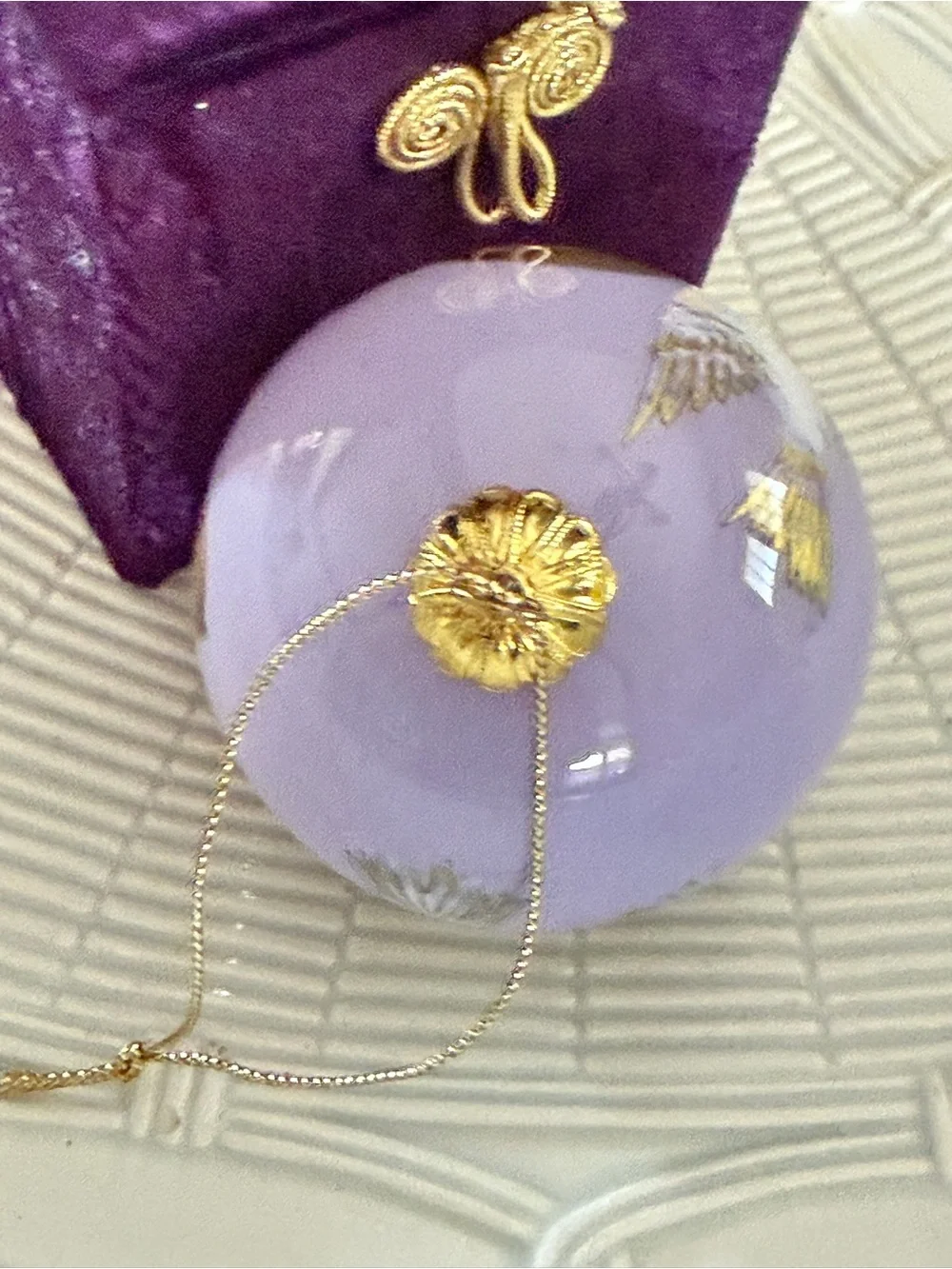 Pier 1 Lavender and Gold Dove 'Peace on Earth' Holiday Ornament